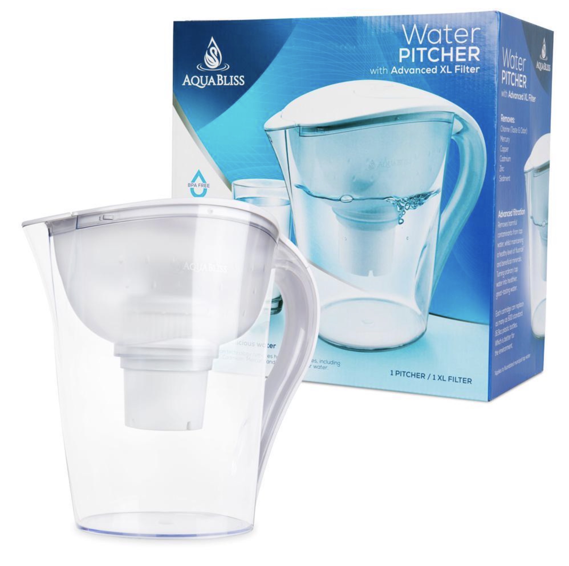 AquaBliss 10-Cup Water Filter Pitcher